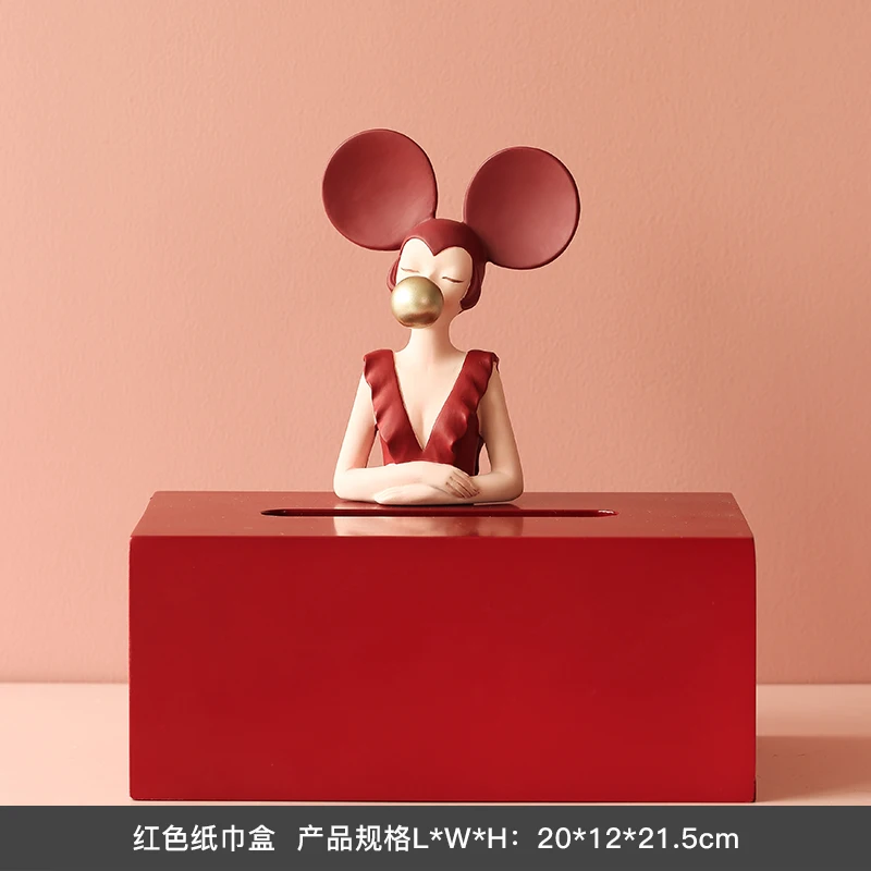 

Light luxury style creative modern girl red tissue box living room household tea table dining table drawing box bedroom storage