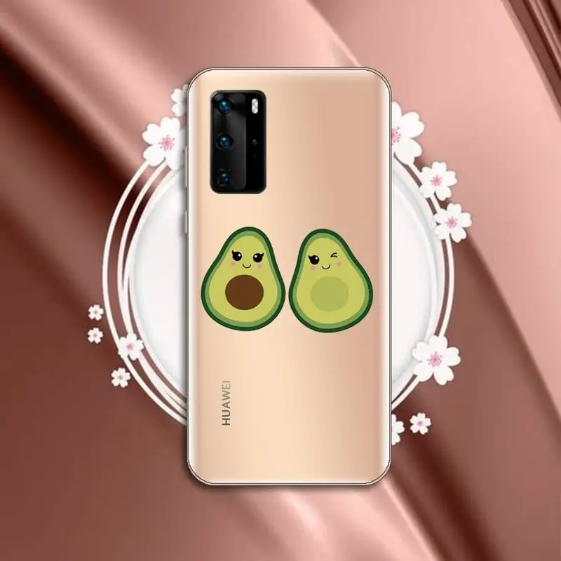 

Cute cartoon aguacate Fitness fruit Phone Case Transparent for Huawei P honor 8 10i 20 30 40 smart 2019