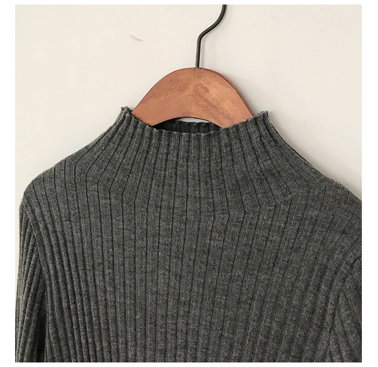 

Mock Neck Sweater Women Rib Knit Wool Blended High Neck Pullovers Sweaters