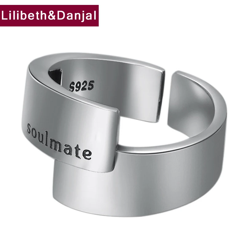 Регулируемое кольцо из настоящего серебра 925 пробы для мужчин и женщин открытое