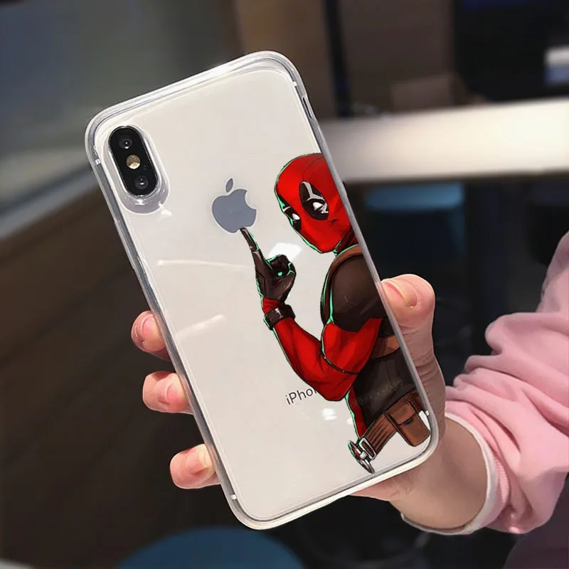 Супер крутой Мягкий силиконовый чехол для телефона Marvel Deadpool Hero Joker iphone X XSMax 8 7 6 Plus 5