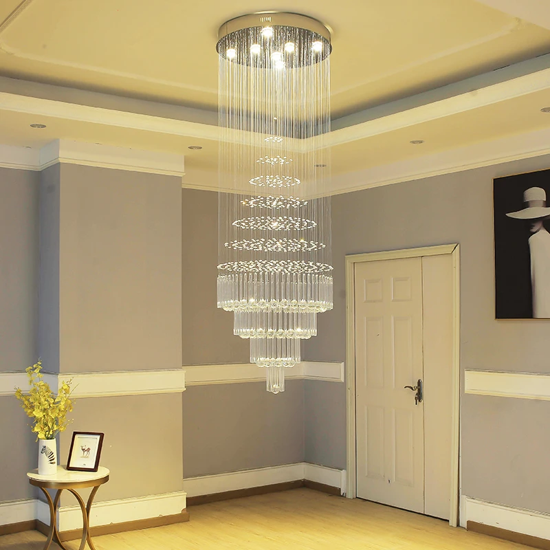 Роскошная длинная Люстра для лестницы простая хрустальная лампа дуплексного