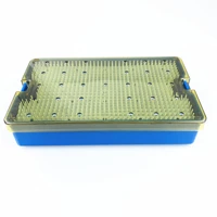 autoclavable double layer silicone sterilization tray case with silicone mat disinfecting box ophthalmicdental surgery tool