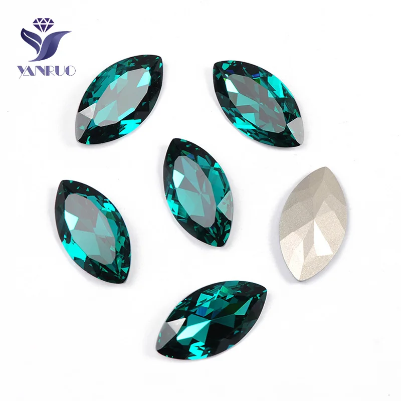 Blue Zircon Yanruo 4227 в огранке маркиза, пришивной стразы большие стеклянные стразы Глаза Лошади Точка назад Необычные камни и кристаллы для украшения - Цвет: Blue Zircon