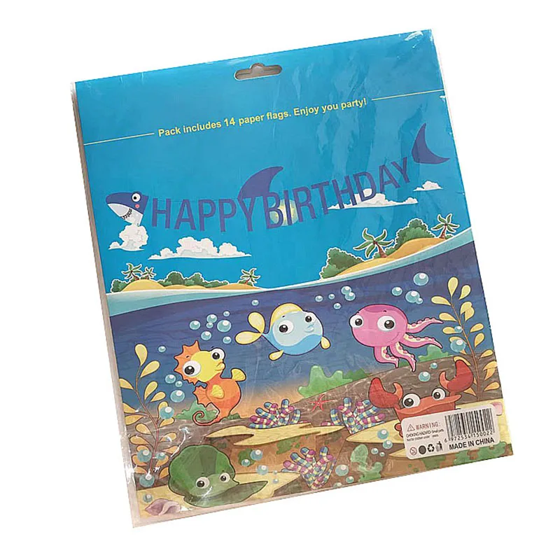 Флаг акулы С Днем Рождения овсянка морская тема детский день рождения украшения