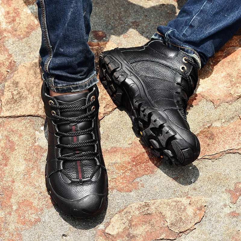 

Genuine Leather Men Shoes with Fur Ankle Boots Business Warm plush Winter Shoes Snow Mens Boot Lace Up Shoes Male shoes o4