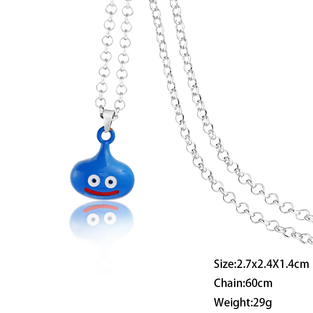 cu lian Игра Dragon Quest Warrior Kuesuto брелок синий милый кулон брелок Игра Ювелирные изделия кожаные цепочки ожерелье слизи аксессуар для мужчин - Цвет: cu lian