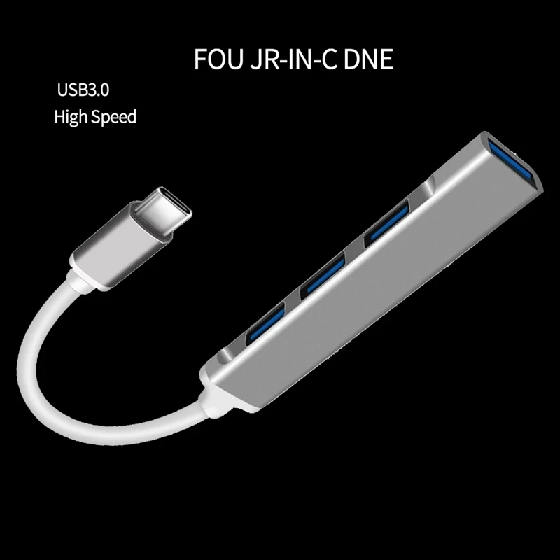 

Portable Mini Type-C Interface Port 4 USB3.0 Port Aluminum Alloy HUB Diffuser