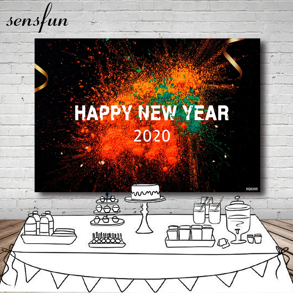 Фотофон Sensfun с новым годом 2020 граффити черный красный зеленый фон для фотостудии