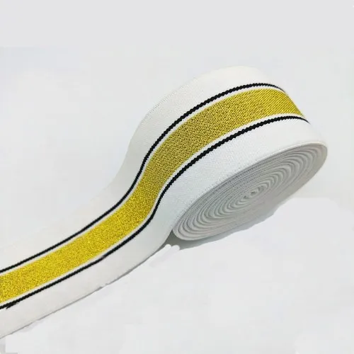 4cm White Gold 40 мм нейлоновая красочная резиновая резинка полосатые плечевые нижние ремни для тесьма для одежды Швейные DIY аксессуары для одежды 1 м - Цвет: 4cm White Gold