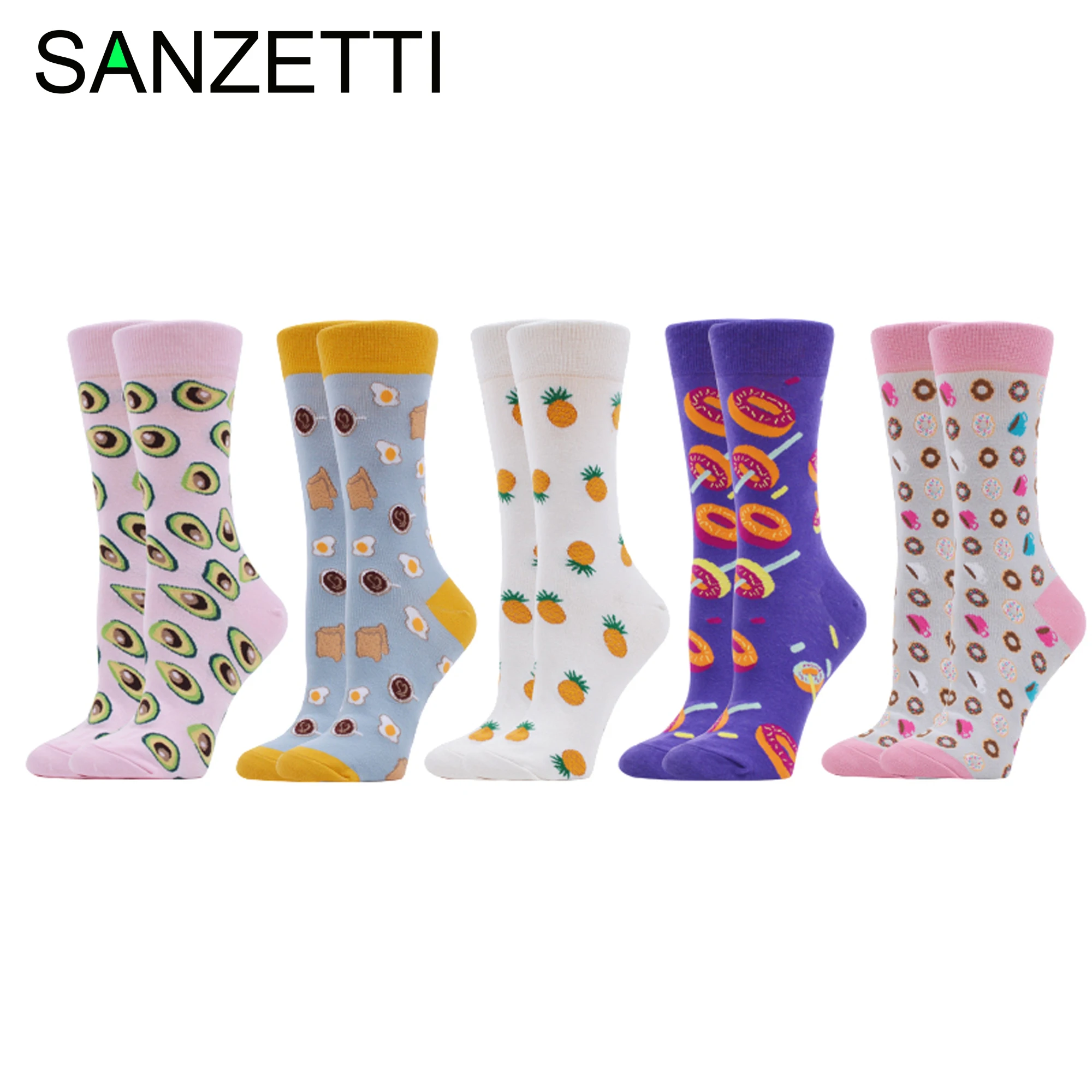 5 пар женские носки из чесаного хлопка с забавным рисунком|Носки| |