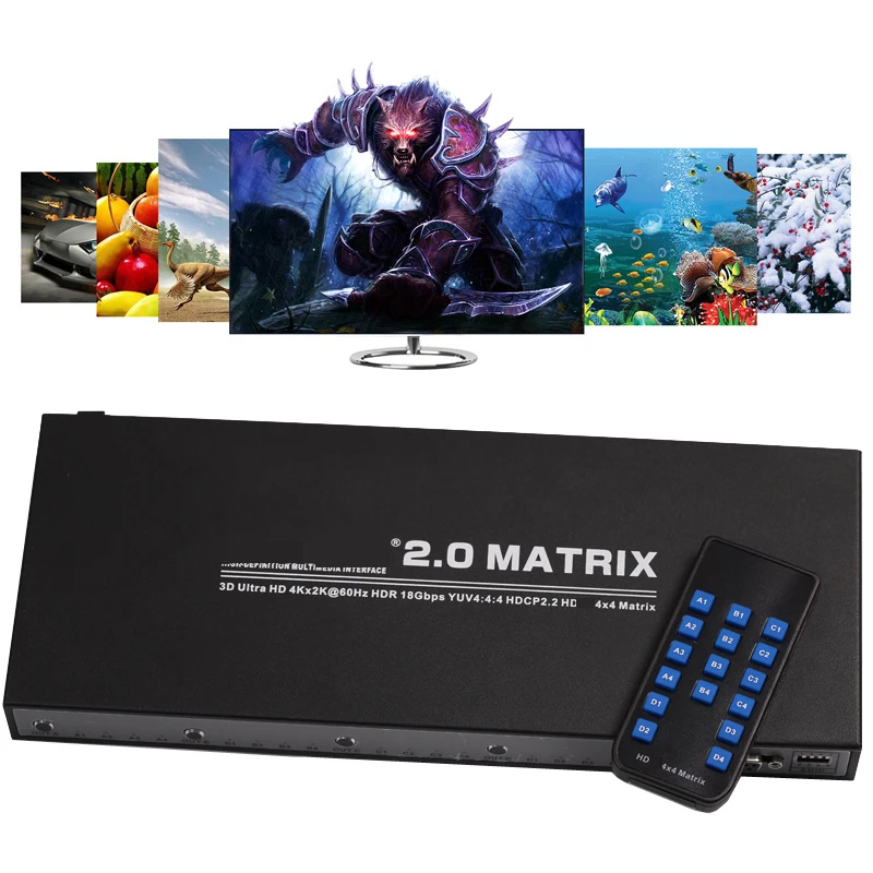 

HD 2,0 Matrix 2x2/oneplus 3/OnePlus x 3 4X4 матричный распределитель переключателя 4 для 4 1080P RS232 EDID 4K 60HZ HDR для PS5 PS4 DVD ПК к ТВ видео конвертер