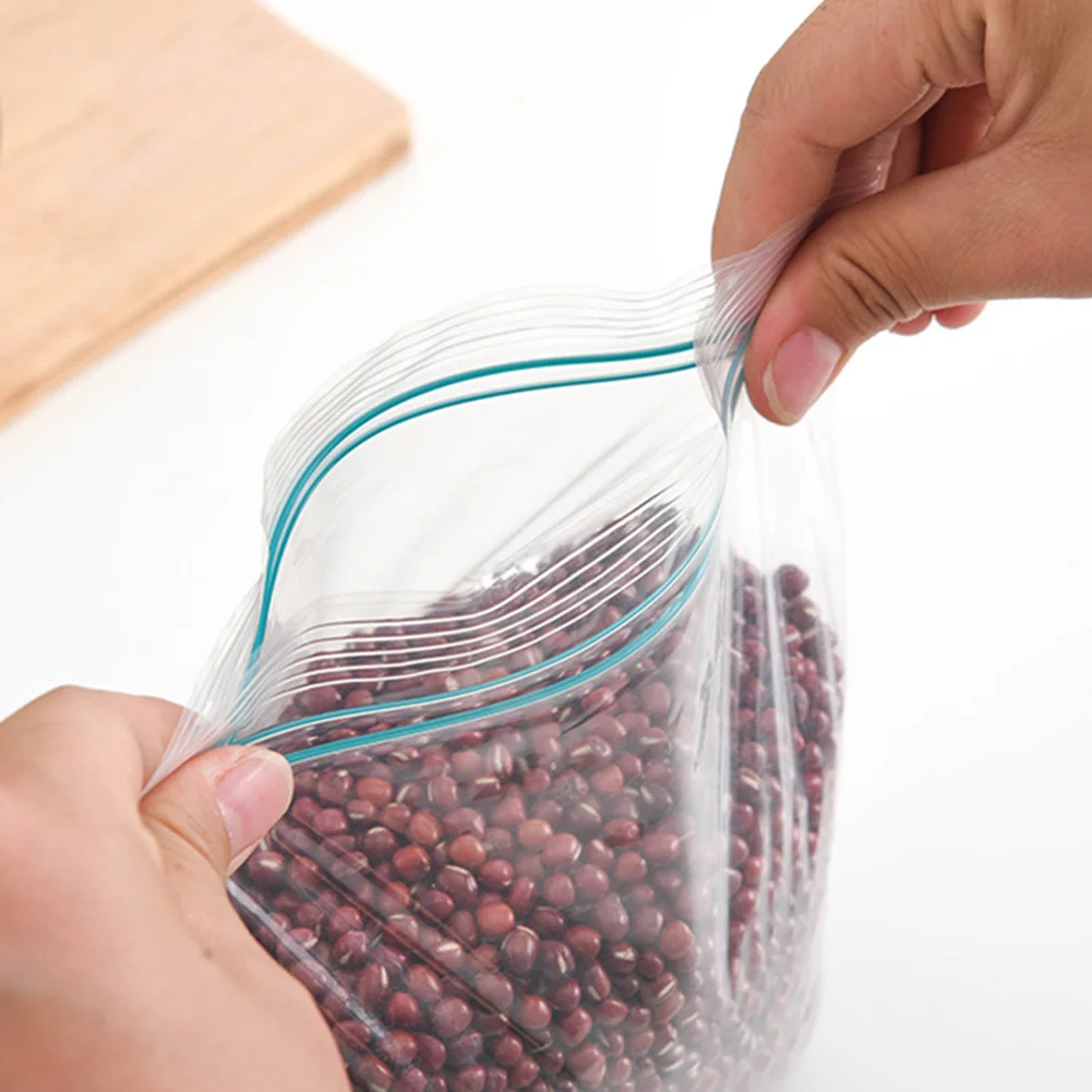 

10/20Pcs Dual Sealing Strip Reusable Thicken Fresh Keeping Food Storage Bag Kitchen Vacuum Sealer Fruit Meat Storage Bags