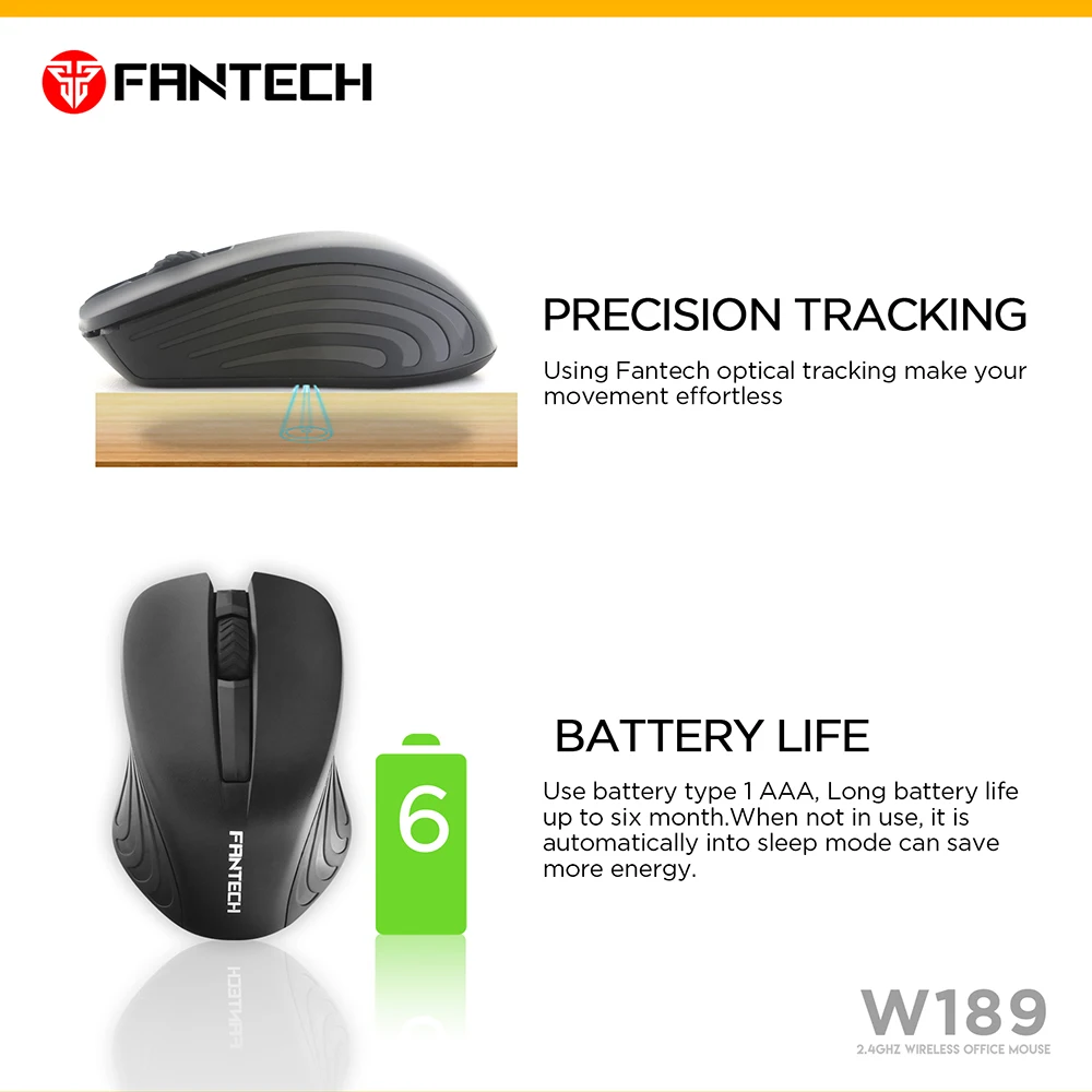 Мышь Компьютерная FANTECH W189 беспроводная 2 4 ГГц 3 кнопки 1200DPI|Мыши| |