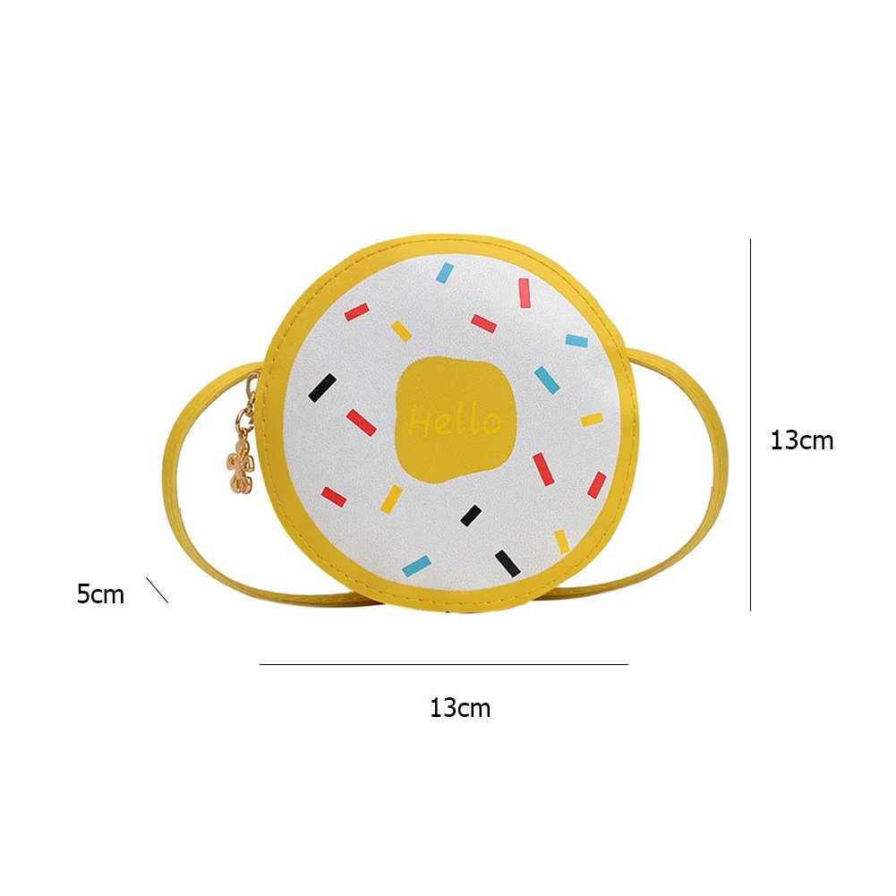 

Cute Donuts Pattern PU Leather Shoulder Money Purse Kids Fashion Round Shaped Crossbody Bag Girls Portable Travel Money Pouch