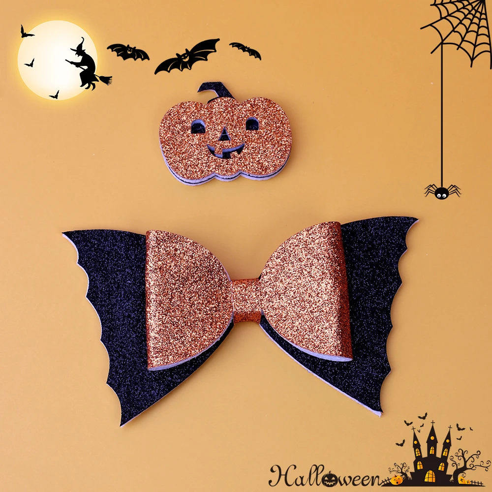 

Oaoleer 2pcs Halloween Hair Bows Glitter Pumpkin Butterfly Hairpins Clips For Girls Kids Bling Halloween Hairgrips Accessories