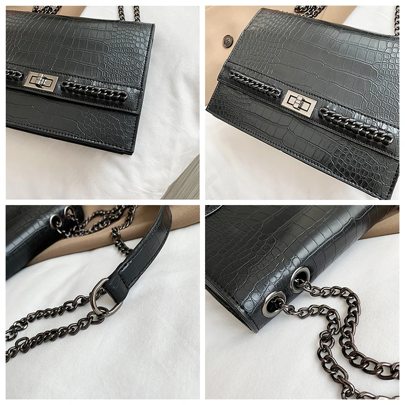 

Fashion Simple Women's Designer Handbag 2020 High Quality PU Leather Women Messenger Bag Alligator Shoulder Crossbody Bags Black