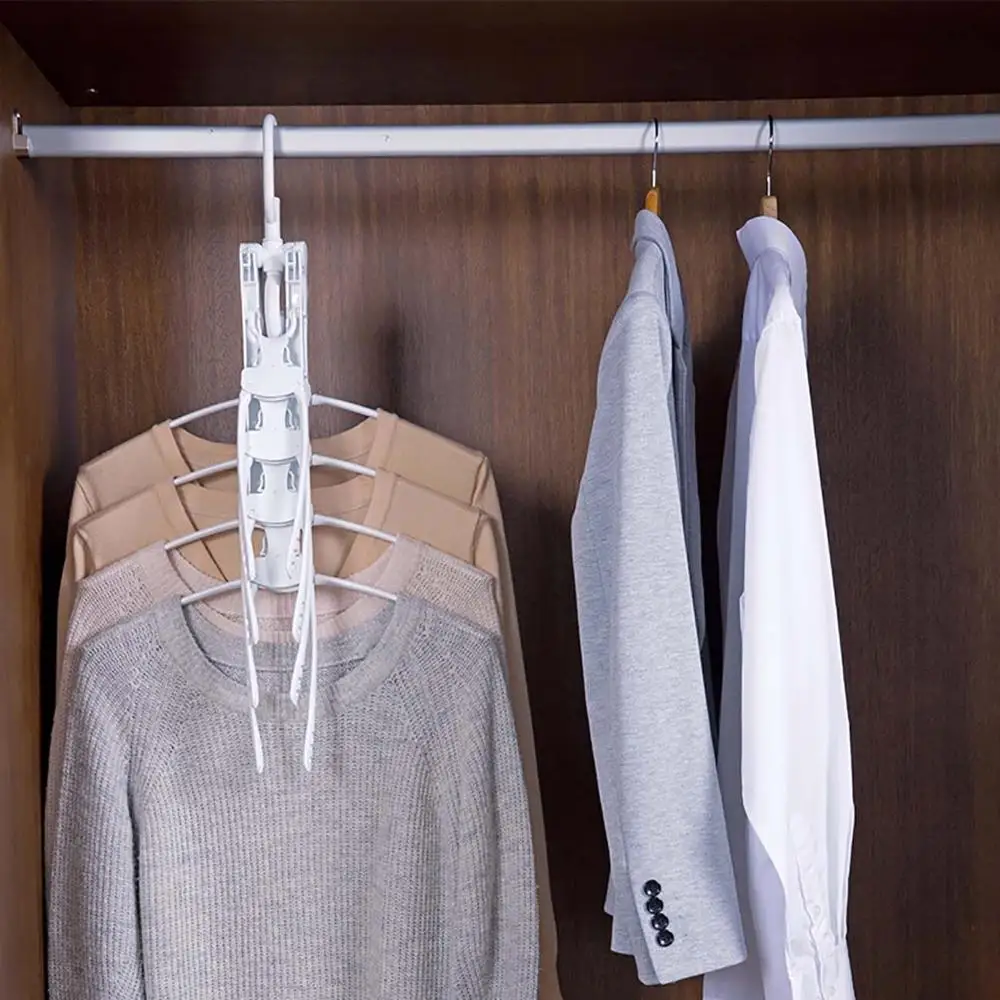 8 Heads Folding Multi-layer Hanger Plastic Multifunction Clothes Rack Household Space Saving Drying Wardrobe Organizer | Дом и сад