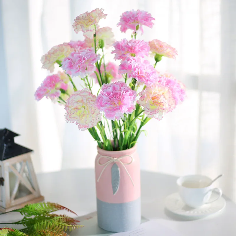 

6PpcsArtificial Flower CarnationSingle Artificial Green Plant Flower Arrangement Home Decoration Mother's Day Teacher's Day Gift