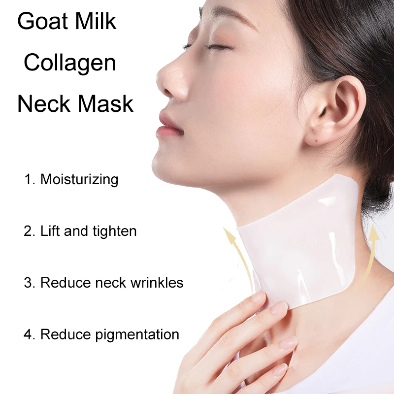 Коллагеновая маска для шеи с кристаллами из козьего молока Женская отбеливающая