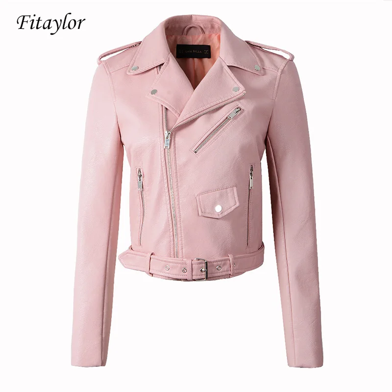 Куртка женская короткая облегающая из ПУ кожи на осень|Кожаные куртки| |