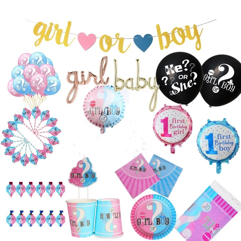 

WALMD Gender Reveal Balloon Girl or Boy letter Foil Balloons Baby Shower 1st First Birthday Party Decorations Kids Supplies