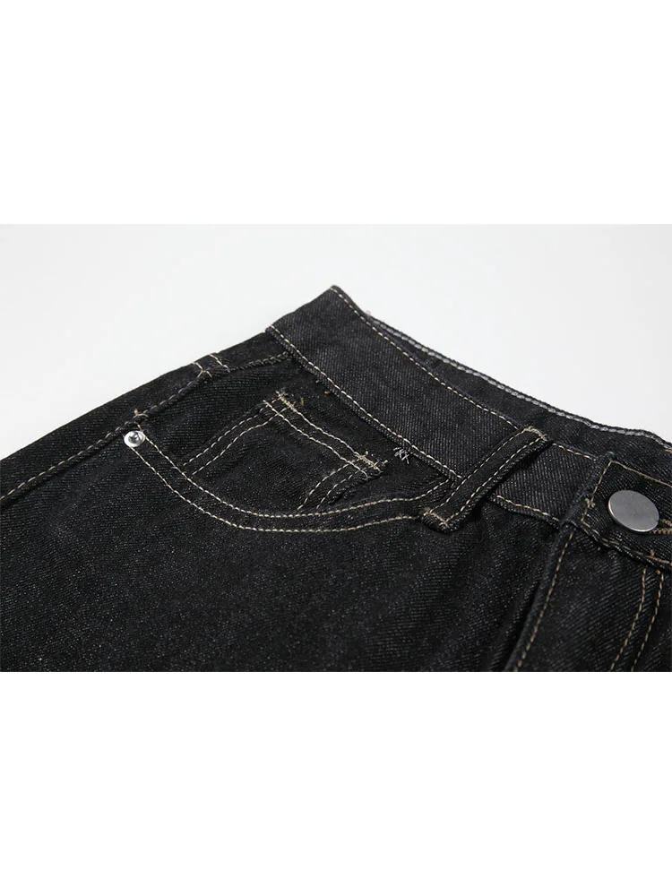 Женские черные джинсы с высокой талией готические винтажные мешковатые прямые