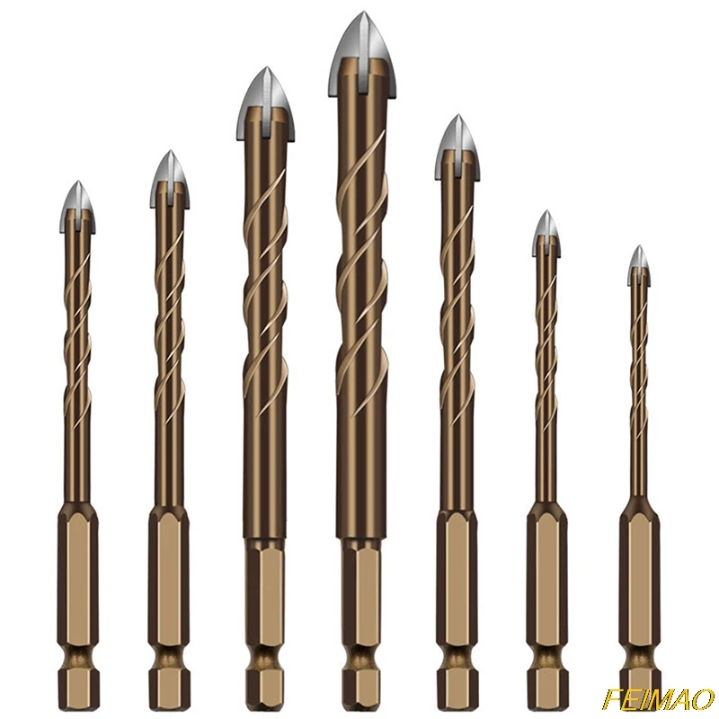 

3/4/5/6/8/10/12mm Cross Hex Tile Drill Bits Set for Concrete Hole Opener Multiconstruction Drill Bit Set