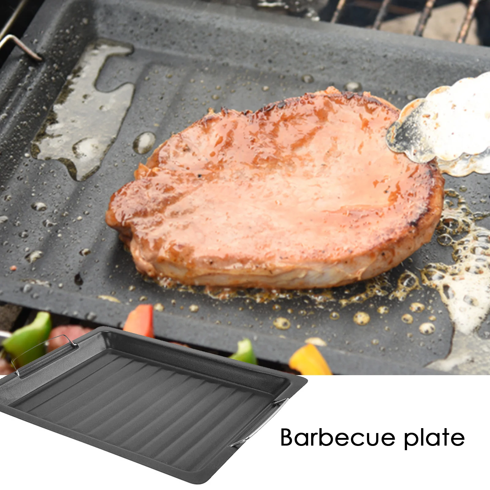 Чугунная антипригарная плита для барбекю многоразовая жаровня сковорода с