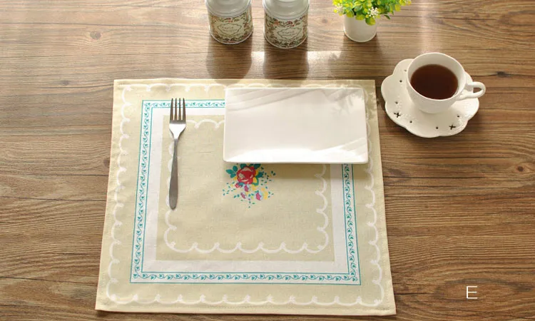 

DUNXDECO Table Placemat Cotton Tea Towel Napkin Country Style Freh Flora Print Desk Accessories Photo Ground Fabric Home Decor