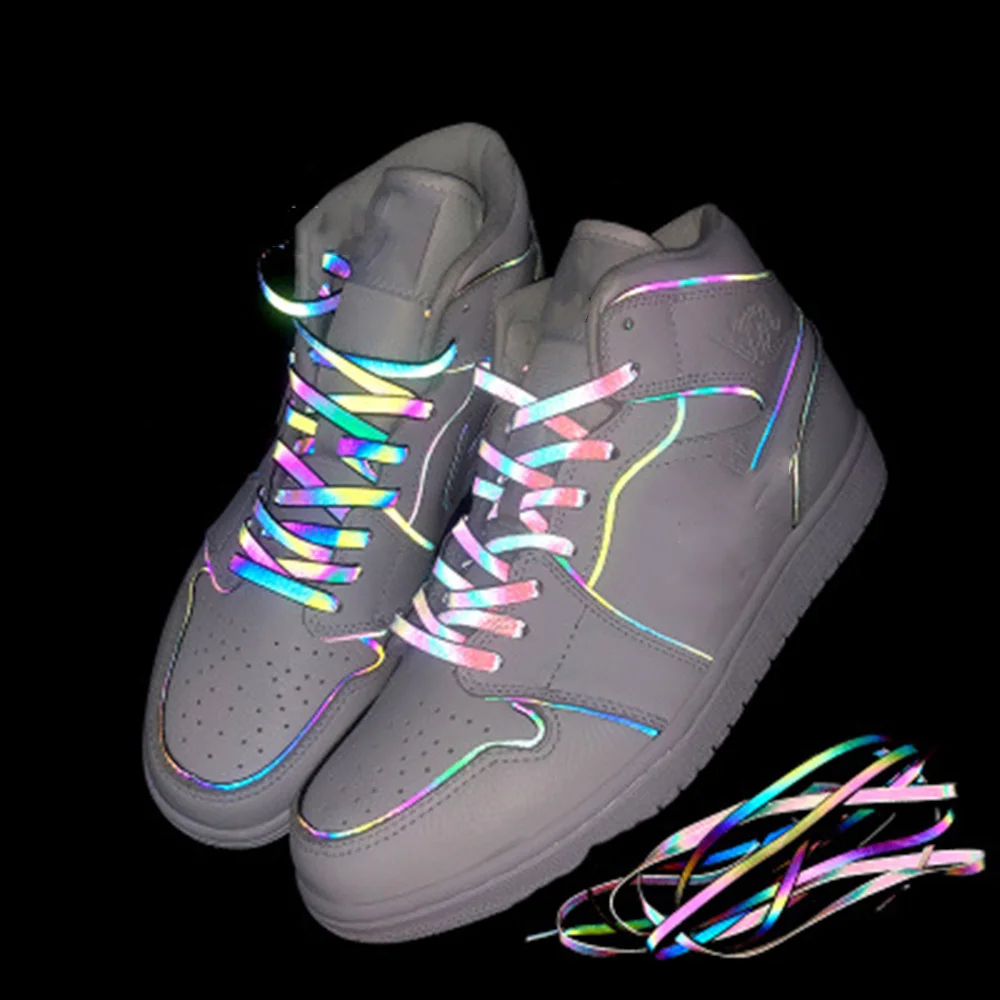 

New Holographic Reflective Star Shoelaces Double-sided Reflective High-bright Reflective Flat Laces Sneakers Shoelaces