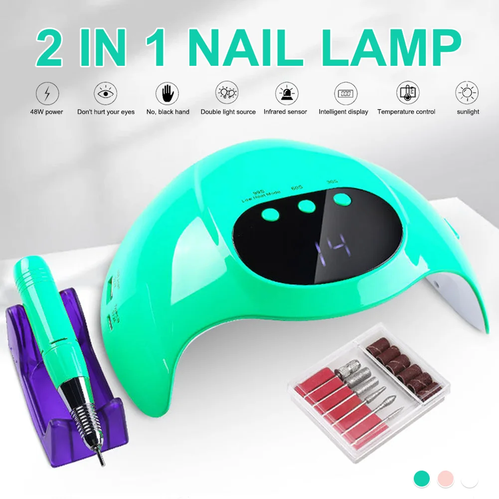 

New 2 in 1 Nail Lamp and Drill Machine 18000rpm Nail Drill Fast Curing Lamp for Natural Acrylic Gel Nails Home and Salon Use