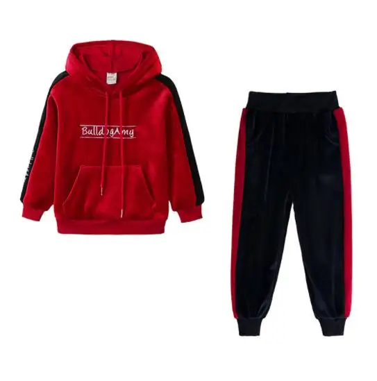 WASAILONG/детская одежда бархатный костюм золотого цвета для мальчиков Новинка года; сезон осень; спортивный свитер для мальчиков-школьников комплект из двух предметов - Цвет: Красный