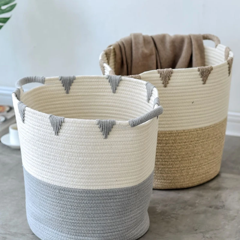 

Multipurpose Sundries Storage Basket Clothing Toy Collection Bucket Creative Cleaning Organizer Barrel Crafted Cotton Tool P31E