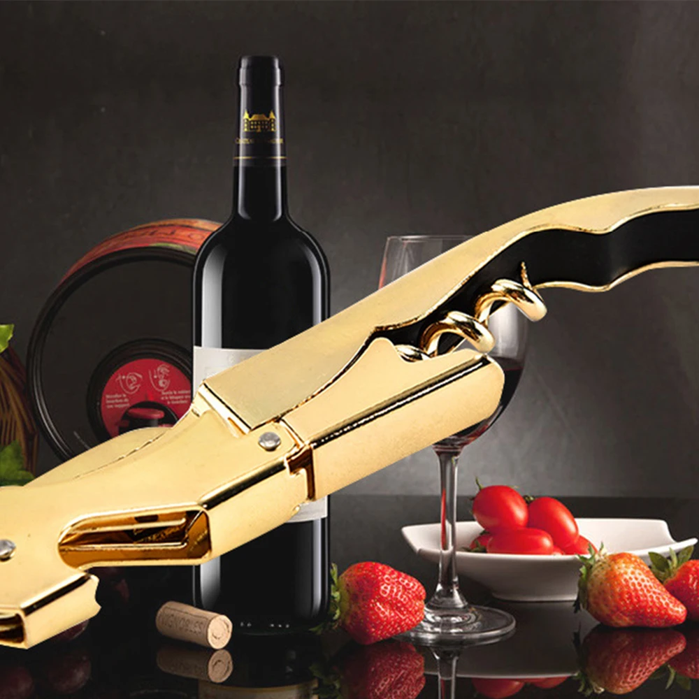 Gold Plated Corkscrew Double Hinge Waiters Wine Key / Bottle Opener | Дом и сад