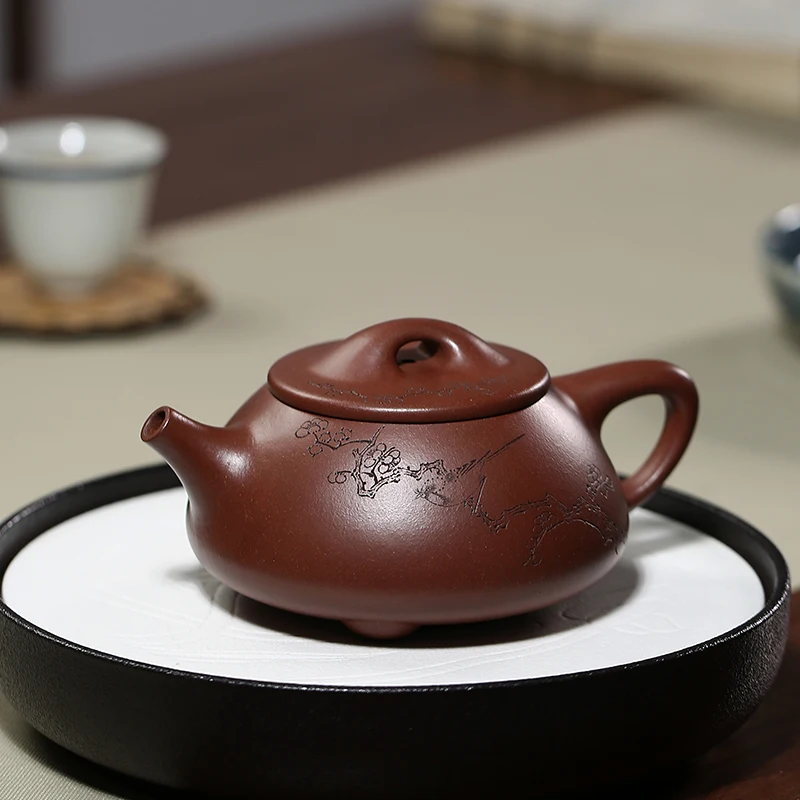 

★Yixing рекомендуется чистый ручной большой емкости нижний паз JingZhou каменная Тыква ковш чайник чайные наборы для дома