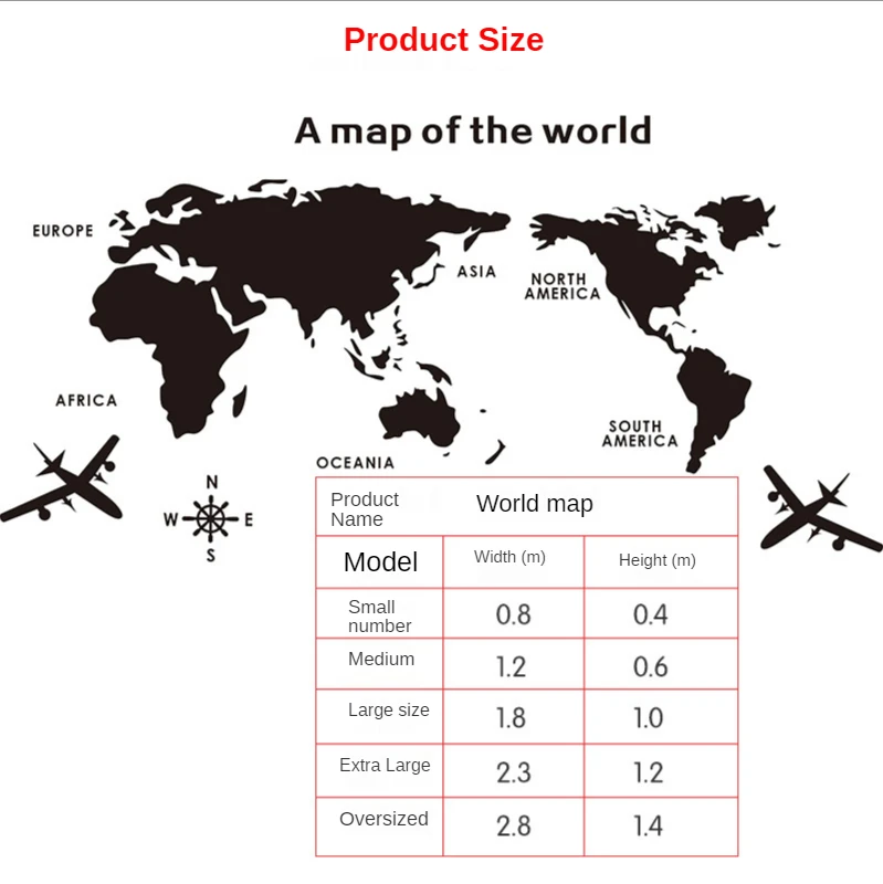 

European Type World Map 3D Mirror Acrylic Wall Stickers Crystal for Office Sofa TV Background Wall Decorative Wallpaper