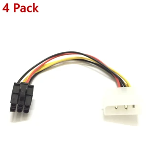 4Pack Molex 4 Pin to 6 Pin PCI-Express Video Card Power Converter Adapter Cable Replacement Wire Line Wholesale