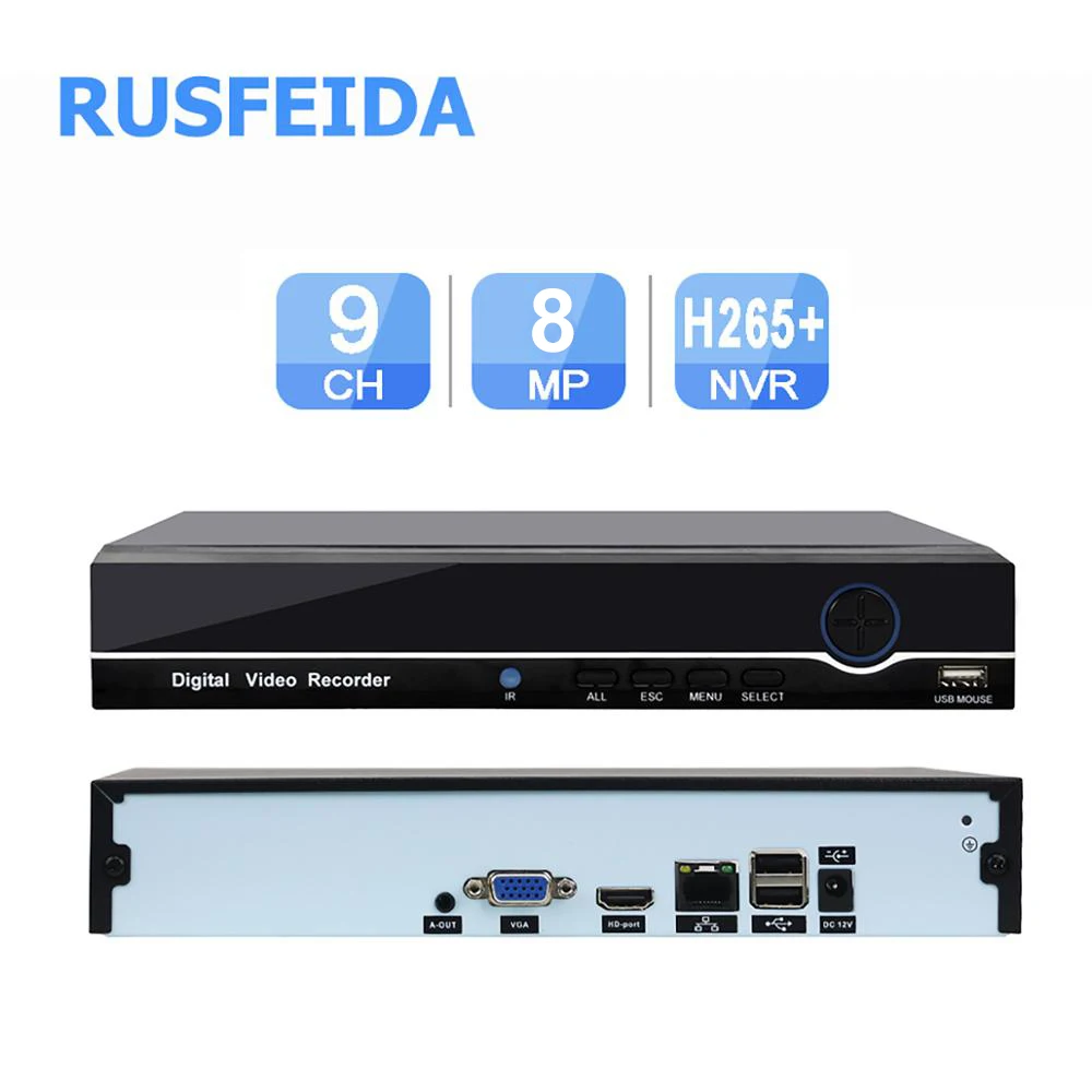 RUSFEIDA Распознавание лиц 4K 8MP 9CH видеорегистратор Регистраторы H.265 домашнего