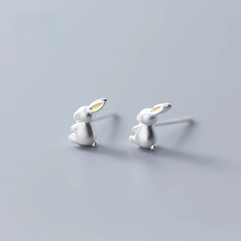 

2021 Fashion Sweet Lady Cute Rabbit Stud Earring Simple Silver Plated Body Penetration Earring Charm Girl Birthday Party Jewelry