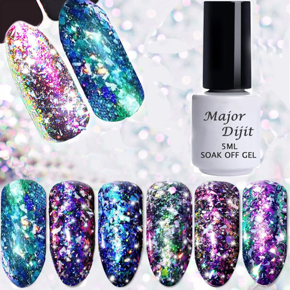 Galary Flake гель лак с блеском для ногтей алюминиевый хлопья гвоздь лак Galary Holo порошки лак для ногтей с блестками DIY маникюрная основа масло