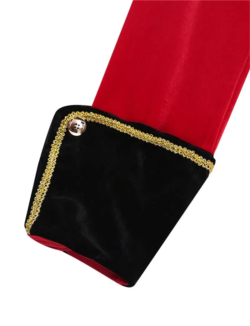 2Pcs Women Halloween Cosplay Pirate Costume Lapel Collar Long Sleeves Gold Braid Trimmings Button Down Long Jacket Coat+ Belt