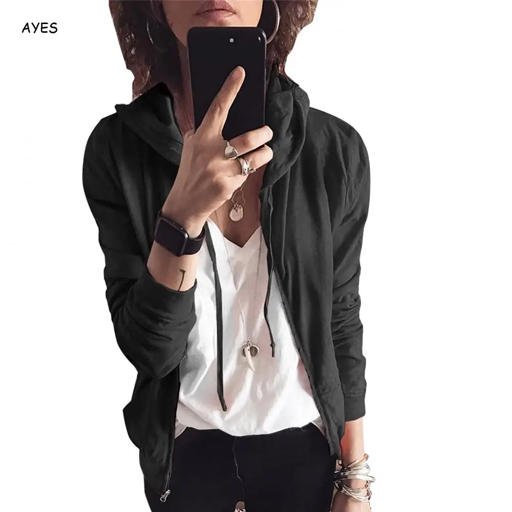 2019 Осенняя черная Базовая Женская оранжевая Модная тонкая куртка Свободное