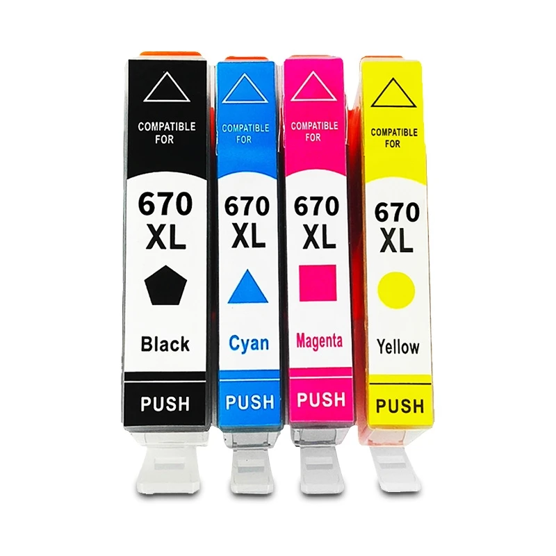 

670xl Ink Cartridge Compatible for HP 670 670XL for Deskjet 3525 4615 4625 5525 6525 Printer Cartridge with Chips full ink
