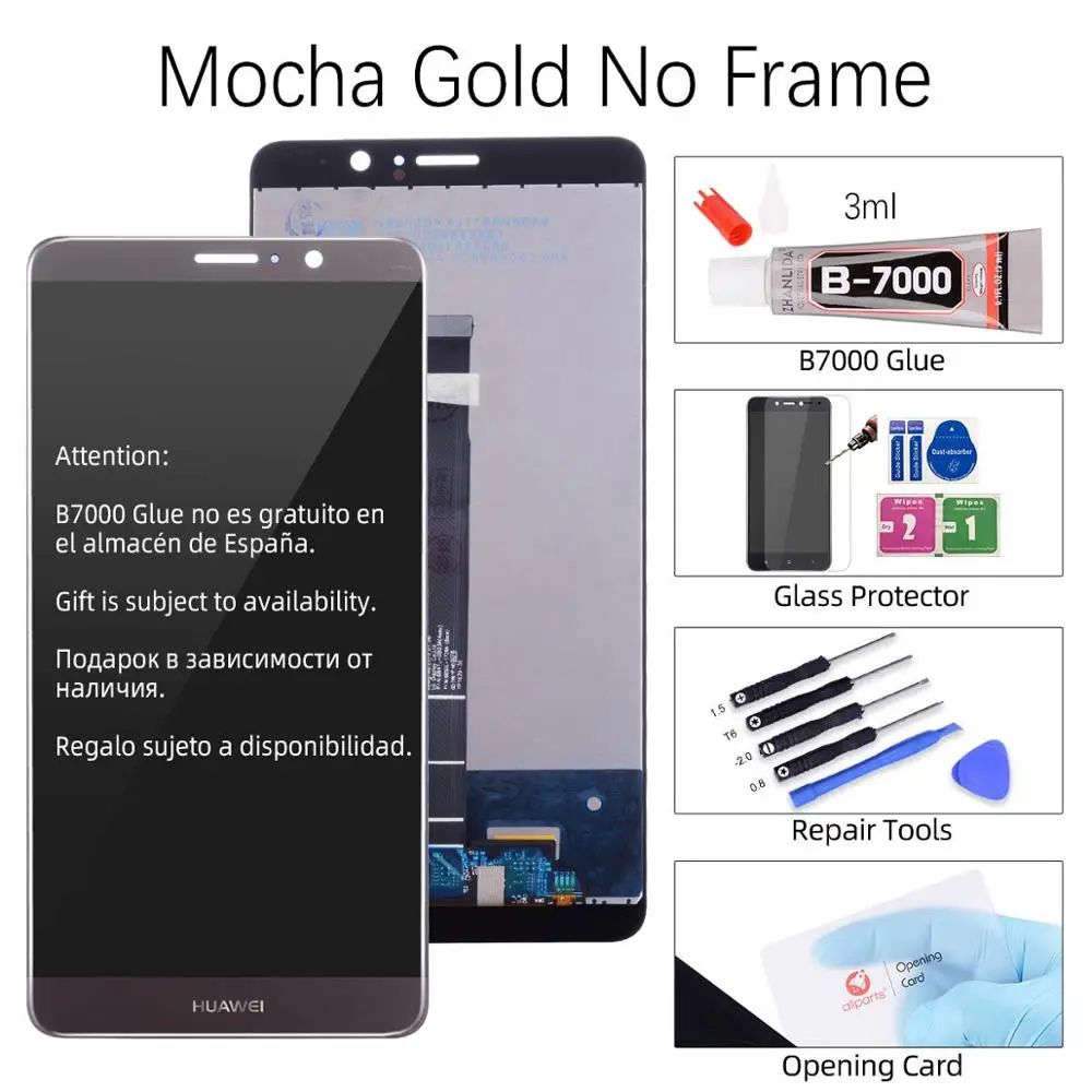No Frame Mocha Gold 5,9 '' ЖК-дисплей для huawei mate 9, сенсорный ЖК-экран, дигитайзер с рамкой, дисплей для huawei mate 9, MHA-L29, замена - Цвет: No Frame Mocha Gold