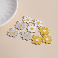 10pcs 1921 enamel daisy flower charms for necklaces pendants earrings diy colorful mini charms handmade jewelry finding making