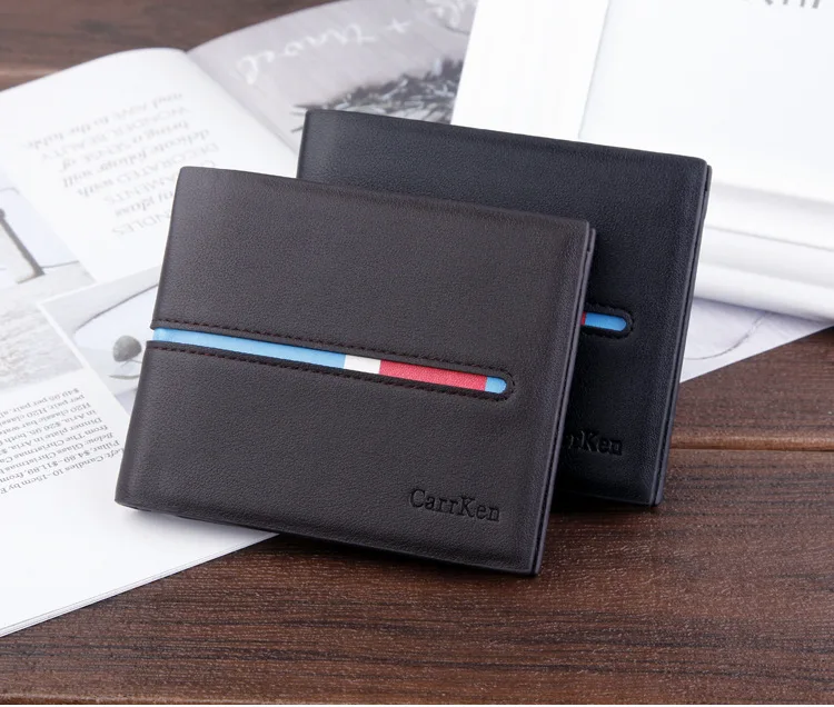 

New product men's wallet fashion short wallet multi-card card holder horizontal horizontal ribbon contrast color wallet male