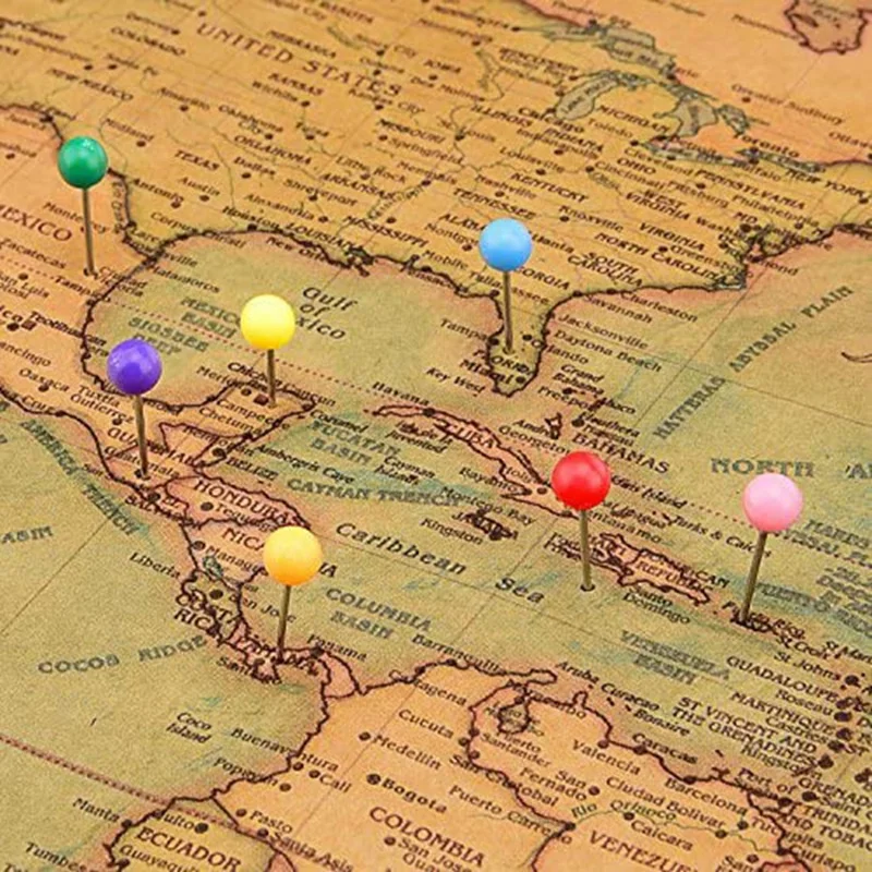 

1000 Pcs Map Tacks Push Pins Plastic Head with Steel Point Cork,Board Safety Colored Thumbtack Office School Supply