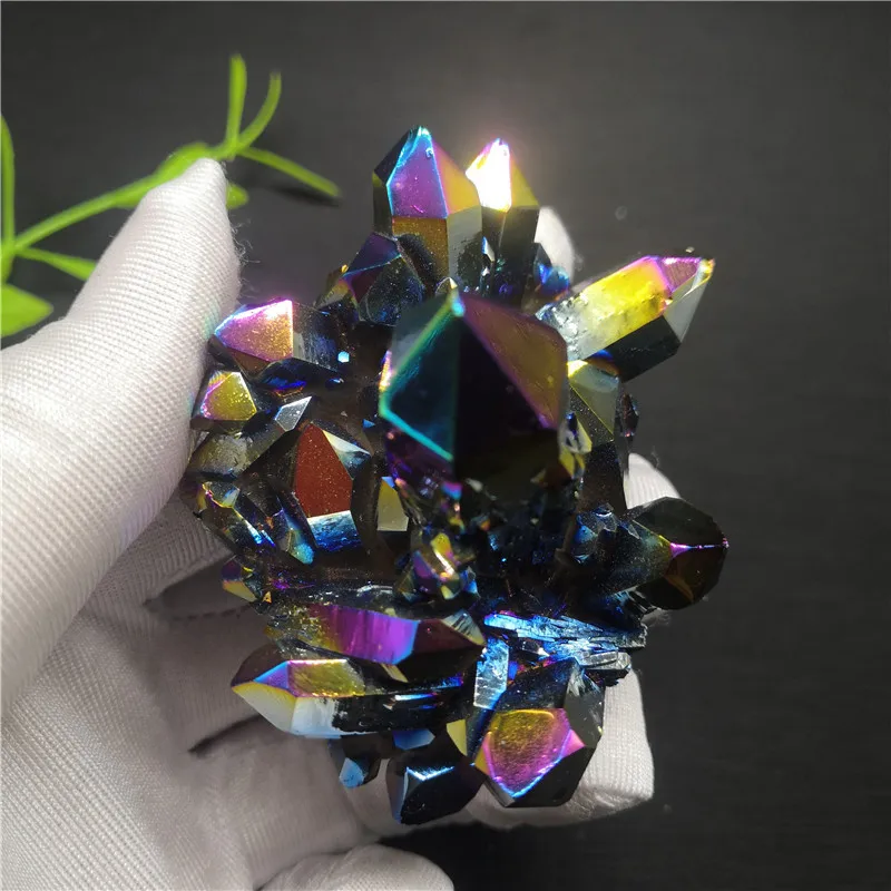 

Beautiful !Natural Quartz Crystal Rainbow Cluster gemstone Titanium Electroplated Cluster VUG Mineral Specimen Healing stone78g