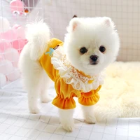 luxury lace spliced corduroy blouses for dog cat pet shirt top teddy schnauzer chihuahua puppy girls summer princess clothes